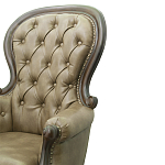 Кресло кожаное с мягкими подлокотниками на 4-х деревянных ножках Evelyn Classical Armchair варинант исполнения - 5 | Loft Concept в Костроме