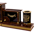 Настольный письменный набор с часами из природного камня обсидиана Royal Set варинант исполнения - 3 | Loft Concept в Костроме