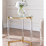 Золотой приставной столик с круглой стеклянной столешницей Weightless Table варинант исполнения - 8 | Loft Concept в Костроме