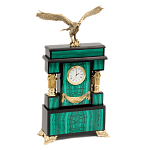 Часы настольные из натурального камня Малахит с декором в виде орла Eagle Stone Clock варинант исполнения - 2 | Loft Concept в Костроме