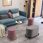 Банкетка круглая пыльно-розовый велюр на 4-х металлических ножках золотого цвета SANJAY варинант исполнения - 6 | Loft Concept в Костроме