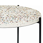 Кофейный столик с круглой разноцветной столешницей на 4-х черных ножках Multicolored Stone Composite варинант исполнения - 2 | Loft Concept в Костроме