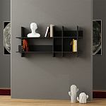 Полка прямая подвесная двухъярусная цвета антрацит BEADS BOOKCASE ANTHRACITE варинант исполнения - 1 | Loft Concept в Костроме