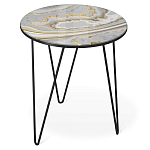 Стол журнальный c круглой столешницей из стекла серого цвета Gray and Gold Marble варинант исполнения - 1 | Loft Concept в Костроме