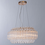 Люстра подвесная многослойная с прозрачными хрустальными трубками и золотистым каркасом Hexagon Tube Light варинант исполнения - 2 | Loft Concept в Костроме