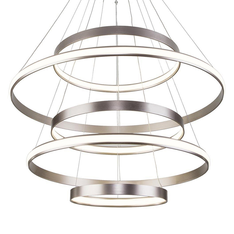 Люстра Light Ring Vertical Silver 5 колец серебро Никель Сатин в Костроме | Loft Concept 
