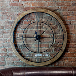 Часы настенные деревянные с римскими цифрами чёрного цвета Clock with History варинант исполнения - 2 | Loft Concept в Костроме