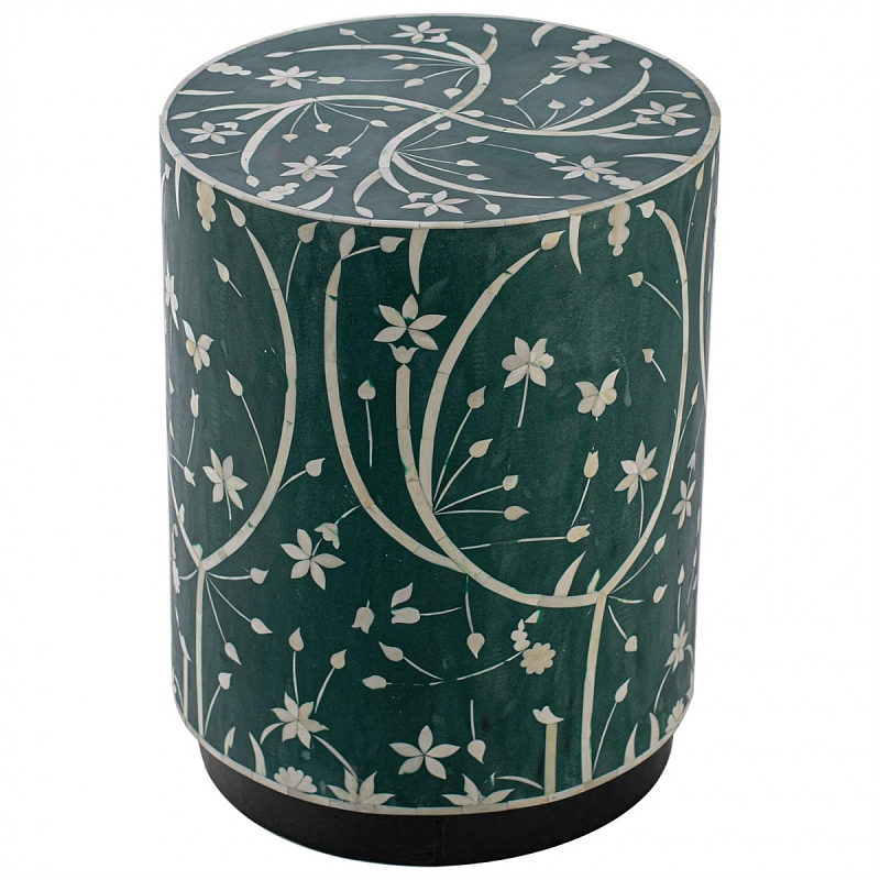 Табурет Green Flower Indian Bone Inlay stool Зеленый Табурет Green Flower Indian Bone Inlay stool Зеленый в Костроме | Loft Concept
