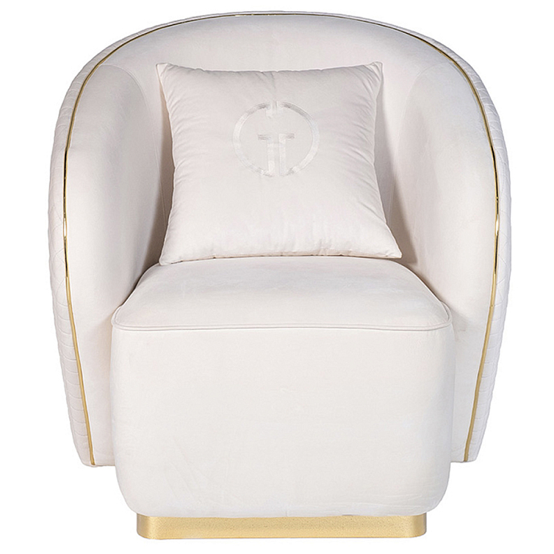 Кресло велюровое оттенка слоновой кости с простроченной спинкой Perfect Comfort ivory ( слоновая кость ) Золотой Кресло велюровое оттенка слоновой кости с простроченной спинкой Perfect Comfort ivory ( слоновая кость ) Золотой в Костроме | Loft Concept