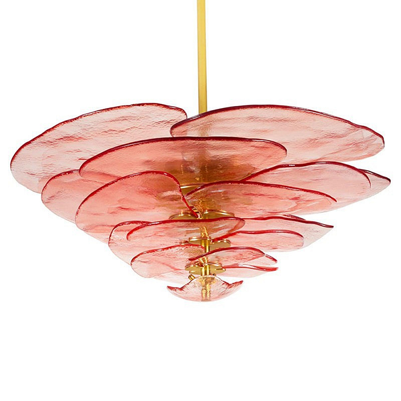 Люстра из розового стекла в форме листьев лотоса Glass Pink Sculpture Розовый Люстра из розового стекла в форме листьев лотоса Glass Pink Sculpture Розовый в Костроме | Loft Concept