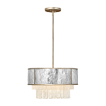 Люстра круглая с подвесками из текстурированного стекла молочного цвета Hinkley варинант исполнения - 9 | Loft Concept в Костроме