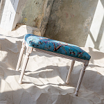 Банкетка из массива бука с цветочным принтом Turquoise Beige Chinoiserie Imperial  Garden Banquette варинант исполнения - 5 | Loft Concept в Костроме