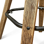 Барный стул со спинкой и металлической подставкой на 4-х деревянных ножках Зеленый Велюр Vendramin Chair варинант исполнения - 7 | Loft Concept в Костроме