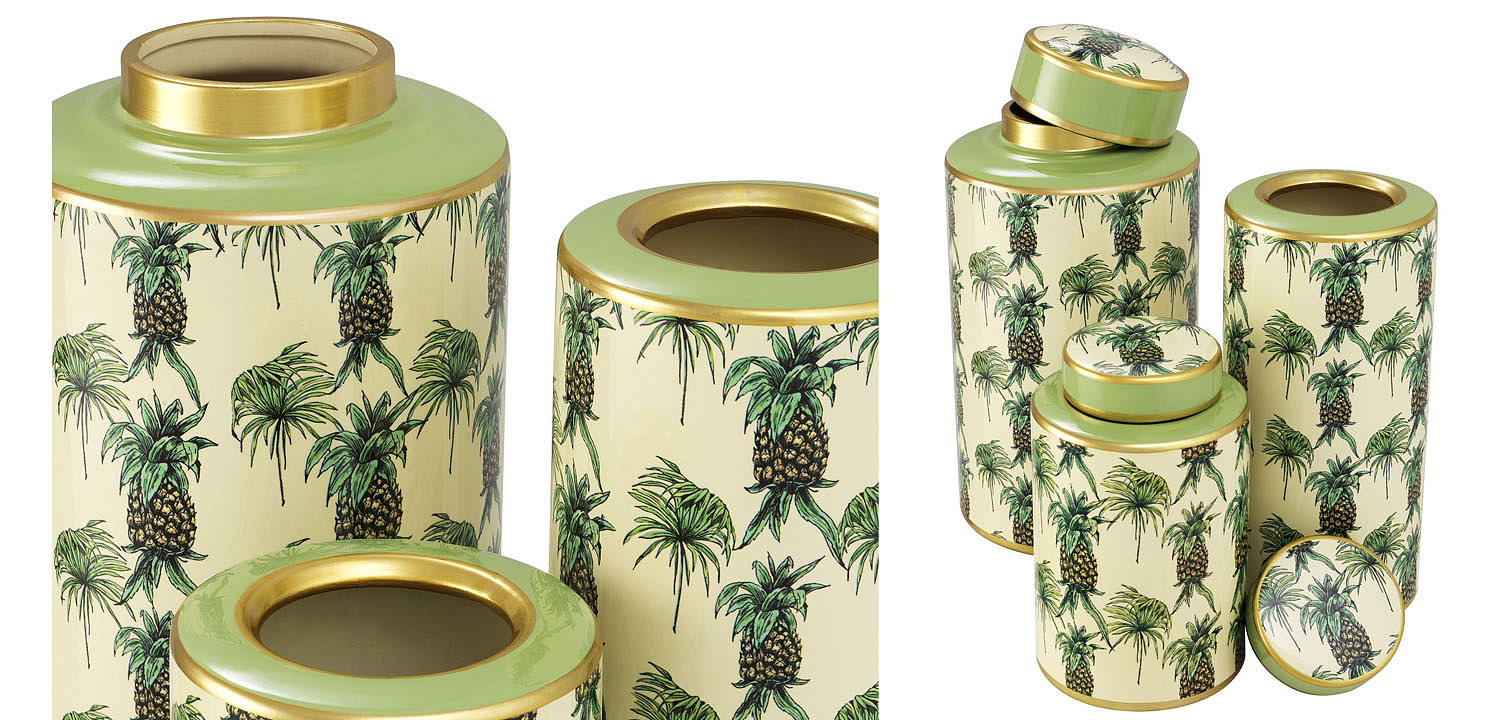 Комплект Ваз Eichholtz JAR PINEAPPLE SET OF 3 Комплект Ваз Eichholtz JAR PINEAPPLE SET OF 3 - Loft-Concept в Костроме