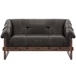 Двухместный диван Duncan винтажная черная кожа варинант исполнения - 1 | Loft Concept в Костроме