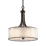 Люстра подвесная с двойным круглым плафоном из органзы и матового стекла Kichler варинант исполнения - 5 | Loft Concept в Костроме