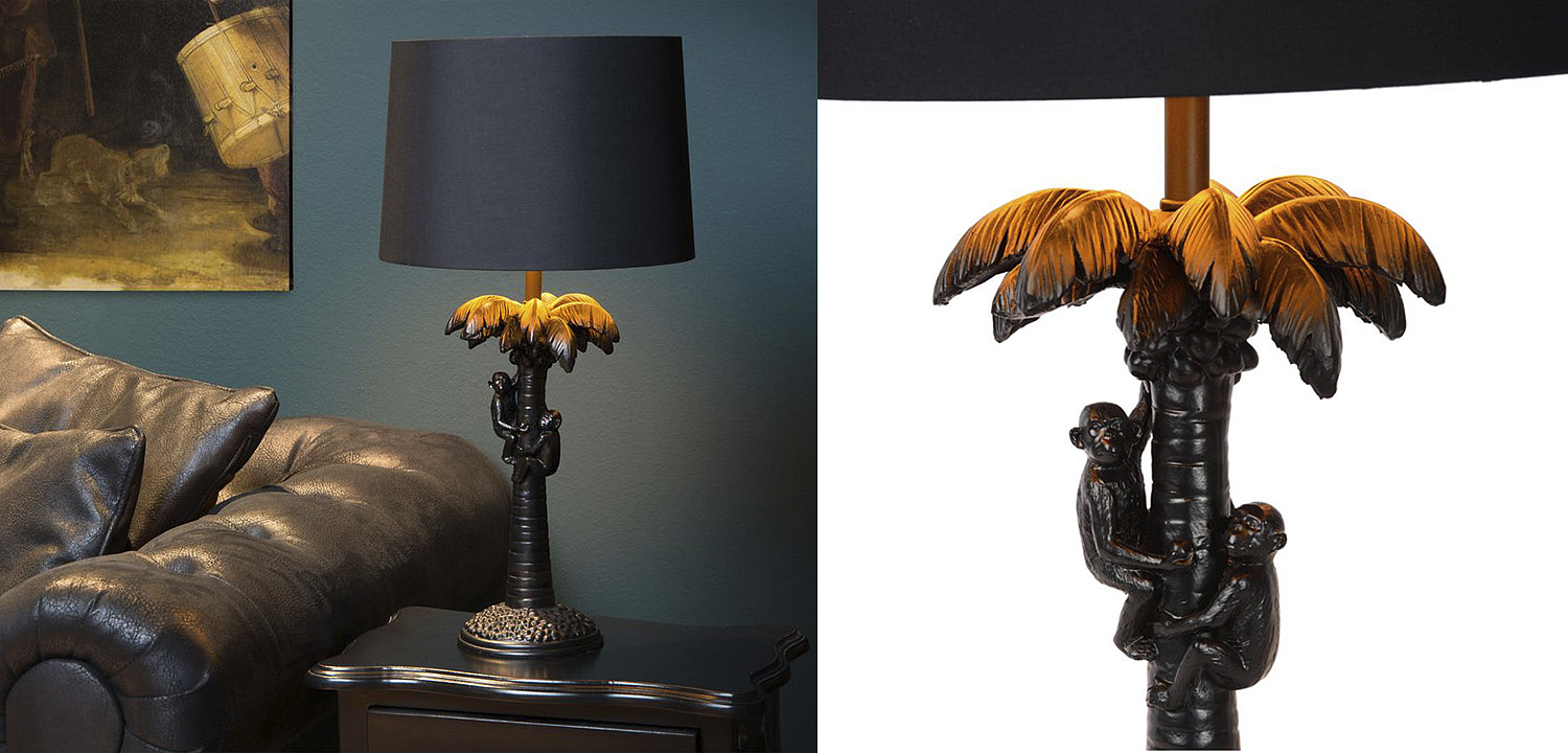 Настольная лампа Черная Пальма Monkeys on a palm table lamp black Настольная лампа Черная Пальма Monkeys on a palm table lamp black - Loft-Concept в Костроме
