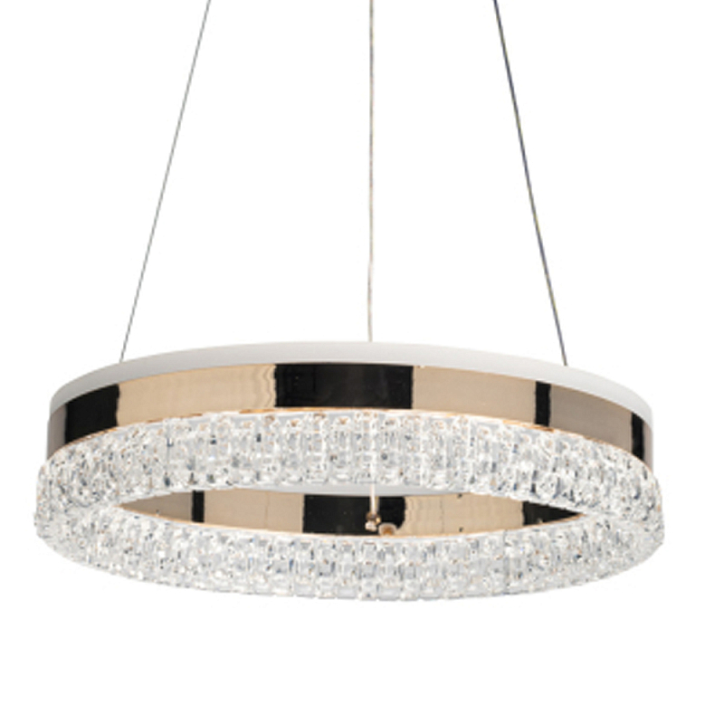 Люстра в виде кольца золотого цвета с прозрачными вставками Radiant Rail Прозрачный Золотой в Костроме | Loft Concept 