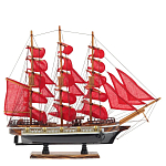 Декоративная модель деревянного парусника с красными парусами в подарочной упаковке With The low варинант исполнения - 1 | Loft Concept в Костроме