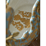 Чаша голубого цвета с оранментом и и бронзовыми фигурами леопардов Eden Garden варинант исполнения - 11 | Loft Concept в Костроме