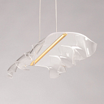 Люстра линейная с 3-мя белыми волнистыми плафонами Wave Line варинант исполнения - 7 | Loft Concept в Костроме