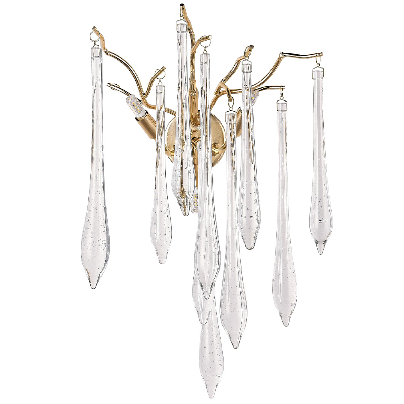 Бра с хрустальными подвесками в виде капель Droplet Crystal Gold Wall Lamp Золотой Прозрачный Бра с хрустальными подвесками в виде капель Droplet Crystal Gold Wall Lamp Золотой Прозрачный в Костроме | Loft Concept