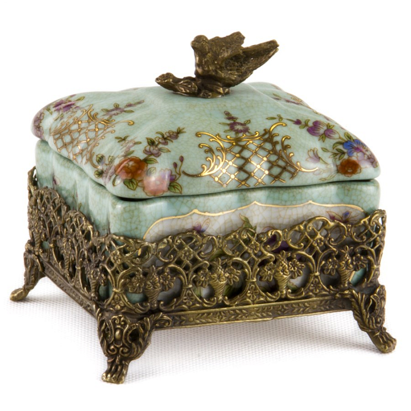 Шкатулка Casket Blue in Bronze Голубой пастельный Бронза Шкатулка Casket Blue in Bronze Голубой пастельный Бронза в Костроме | Loft Concept