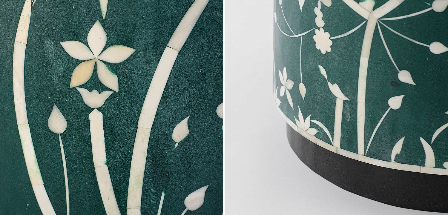 Табурет Green Flower Indian Bone Inlay stool Табурет Green Flower Indian Bone Inlay stool - Loft-Concept в Костроме