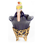 Чаша темно-синего цвета из фарфора с разноцветной птичкой Eden Garden porcelain and bronze варинант исполнения - 3 | Loft Concept в Костроме