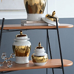 Ваза белая с крышкой и золотистыми фрагментами 24 см Chinoiserie Ceramics варинант исполнения - 4 | Loft Concept в Костроме