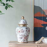 Ваза с нежным цветочным узором в пастельных тонах и крышкой с золотым акцентом Chinoiserie Ceramics варинант исполнения - 5 | Loft Concept в Костроме