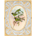 Декоративный постер с изображением птиц в раме с рельефным растительным узором Blooming Birds Poster варинант исполнения - 4 | Loft Concept в Костроме