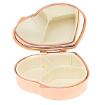 Таблетница карманная в форме сердца с 3-мя отделениями с зеркалом и накладкой из натурального камня Лепидолит Red Gold Stone Pillboxes варинант исполнения - 3 | Loft Concept в Костроме