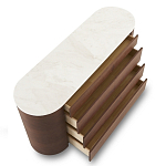 Дизайнерский комод овальной формы с белой столешницей и 4-мя ящиками Gioli варинант исполнения - 1 | Loft Concept в Костроме