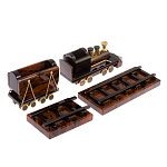 Часы настольные в виде паровоза из натурального камня Обсидиан Train Stone Clock варинант исполнения - 3 | Loft Concept в Костроме