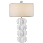 Настольная лампа белая с тканевым абажуром в форме цилиндра Morphing варинант исполнения - 3 | Loft Concept в Костроме