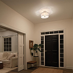 Потолочный светильник с двойным цилиндрическим плафоном из белого стекла и прозрачной органзы Kichler варинант исполнения - 10 | Loft Concept в Костроме