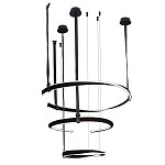 Люстра подвесная с 3-мя кольцами из кожаных ремней черного цвета Half Ring Horizontal  варинант исполнения - 2 | Loft Concept в Костроме