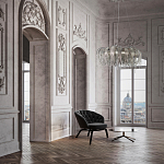 Люстра подвесная круглая с изогнутыми металлическими дугами и ниспадающими цепочками 65 см Atlantis Chain варинант исполнения - 18 | Loft Concept в Костроме