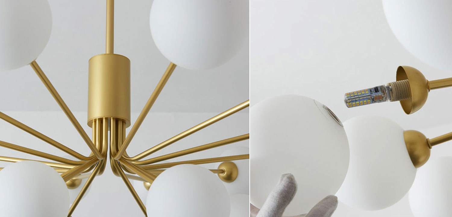 Люстра Berries Chandelier White Balloons Gold 18 Люстра Berries Chandelier White Balloons Gold 18 - Loft-Concept в Костроме