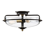 Потолочный светильник со стеклянным плафоном на изогнутых кронштейнах Quoizel  варинант исполнения - 4 | Loft Concept в Костроме