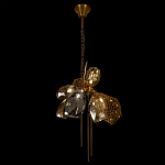 Люстра подвесная со стеклянными плафонами из дымчатого и золотистого с тремя вертикальными подвесками Gilded Mirage  варинант исполнения - 6 | Loft Concept в Костроме