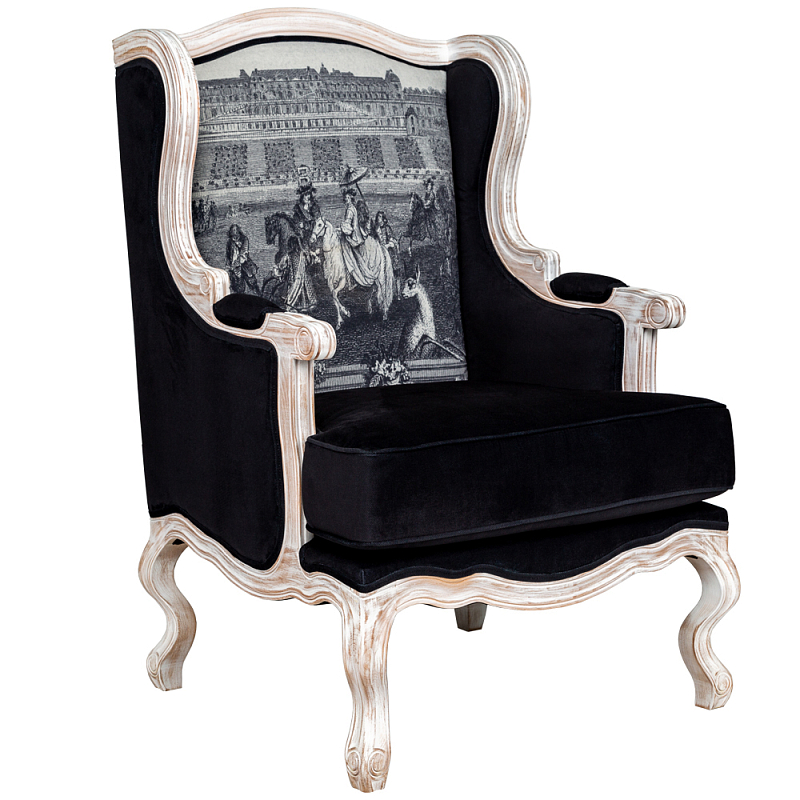 Кресло Saint Germain Armchair Черно-белый Белый винтажная патина Кресло Saint Germain Armchair Черно-белый Белый винтажная патина в Костроме | Loft Concept