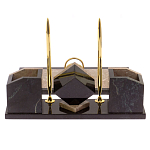 Настольный письменный набор из бежевого мрамора с часами Marble Accessory варинант исполнения - 3 | Loft Concept в Костроме