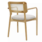 Стул обеденный с мягким сиденьем и спинкой из плетеного ротанга Wood and Textile Chair варинант исполнения - 3 | Loft Concept в Костроме