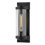 Настенный фонарь в индустриальном стиле с вытянутым цилиндрическим плафоном из прозрачного стекла и черным корпусом Hinkley варинант исполнения - 4 | Loft Concept в Костроме