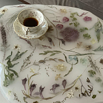 Журнальный стол из эпоксидной смолы с цветами White Flowers Epoxy Resin Coffee Table варинант исполнения - 4 | Loft Concept в Костроме