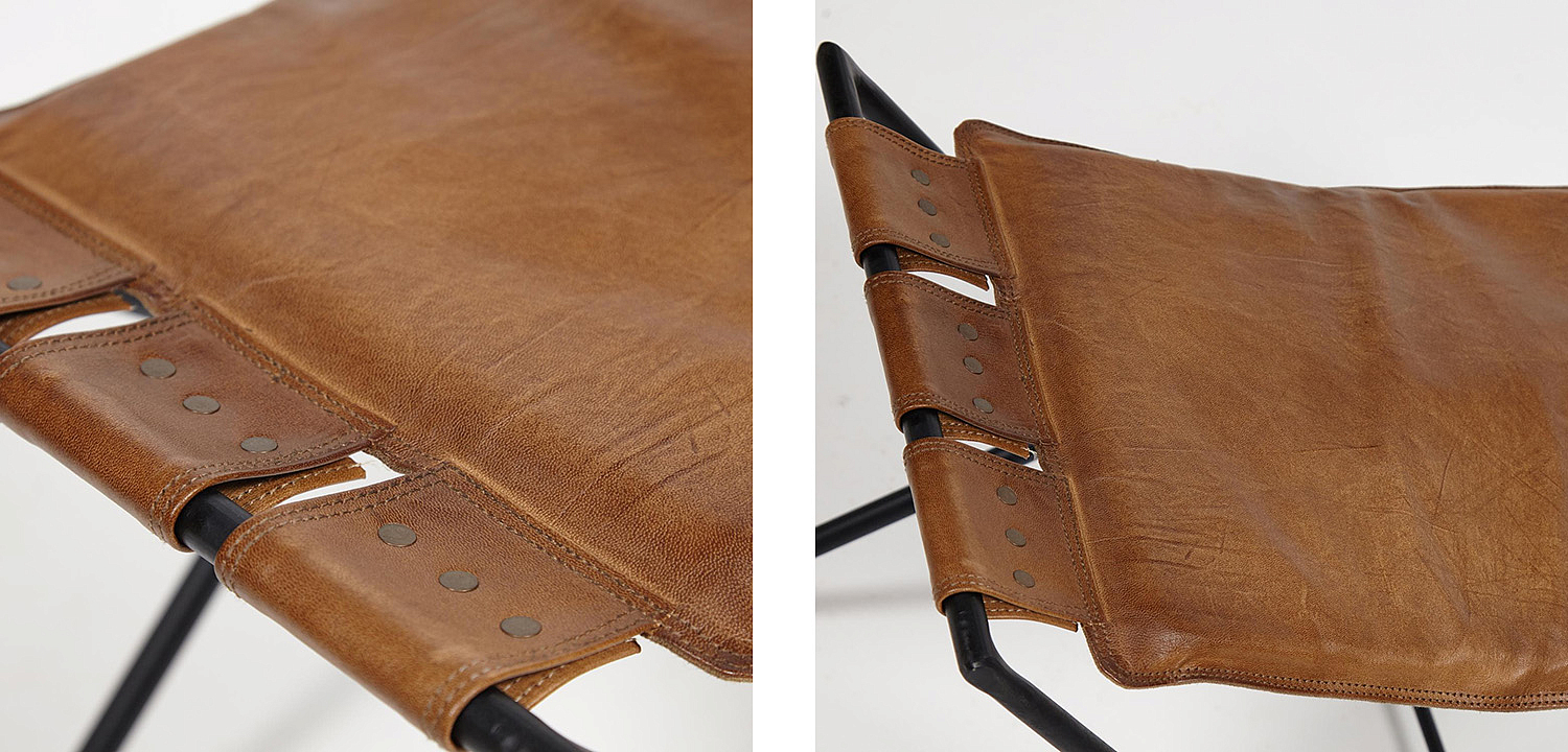 Табурет из кожи буйвола Industrial leather folding stool Табурет из кожи буйвола Industrial leather folding stool - Loft-Concept в Костроме