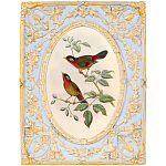 Декоративный постер с изображением птиц в раме с рельефным растительным узором Blooming Birds Poster варинант исполнения - 7 | Loft Concept в Костроме