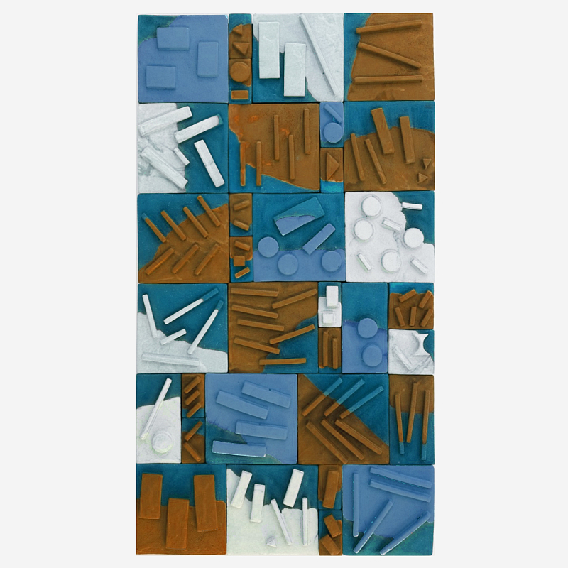 Абстрактное Объемное Панно Megapolis in Bright Colors II Синий Оливковый в Костроме | Loft Concept 